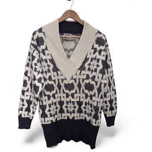 Vintage Wool Angora Nordic Shawl Collar Sweater Heritage House Snowflake Knit M